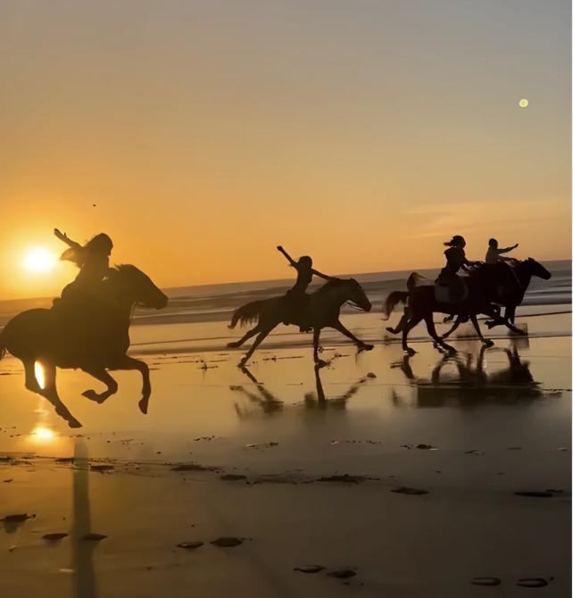 Sunset gallops along the Atlantic coast